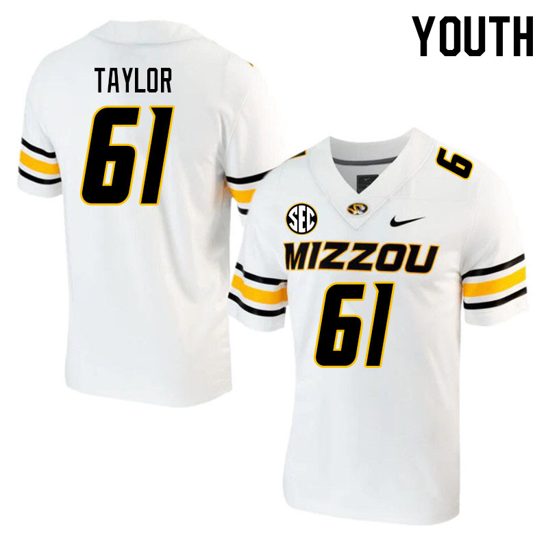 Youth #61 Richard Taylor Missouri Tigers College 2023 Football Stitched Jerseys Sale-White - Click Image to Close